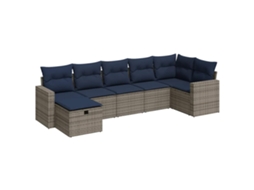 Conjunto de 7 Sofás para Jardim com Almofadões Vime Pe Cinzento MAISON EXCLUSIVE (7 pcs)