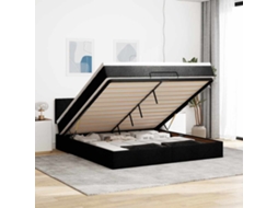 Vidaxl Cama Otomana Com Colchão Leds 180x200cm Tecido Preto