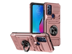 Capa Para Celular Motorola Moto G Play 2023 Em Tpu+pc Resistente A Impactos, Com Compartimento Para Cartão E Suporte De Anel Metálico.