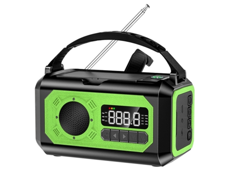 Rádio De Emergência Portátil Com Manivela 12000mah, Alerta Meteorológico Am/fm/noaa, Carregamento Type C Verde Siurn