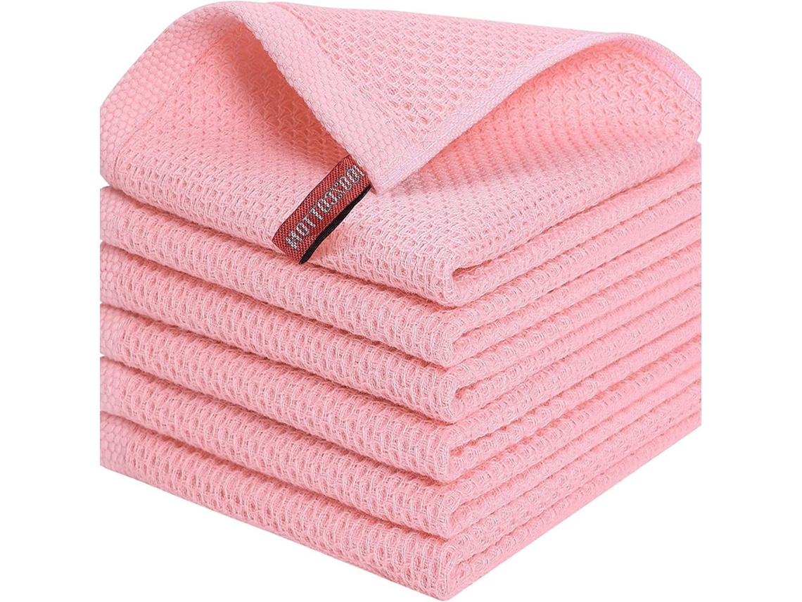 Panos De Limpeza Quadrados Para Cozinha, Sem Fiapos, Altamente Absorventes 34 Cm X 34 Cm, Pacote Com 6 Unidades, Rosa Siurn
