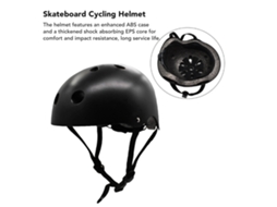 Capacete De Skateboard E Ciclismo Para Crianças Ajustável Abs Eps Seguro Preto Tamanho L