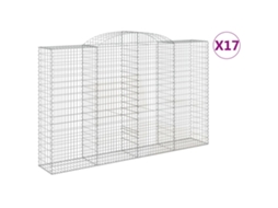 Gabion Basket, Gabion Baskets Vidaxl Prateado Ferro (300 X 50 X 180/200 Cm)