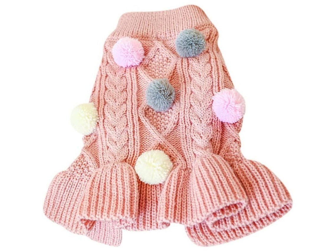 Sudadera de punto Linjou, invierno, para perros pequeños y medianos, Navidad, rosa