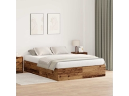 Vidaxl Estrado De Cama Com Arrumação Madeira Antiga 135 X 190 Cm