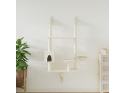 Vidaxl Árvore De Parede C/ Poste Arranhador 153 Cm Creme