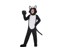 Fato de gato peludo preto e branco para criança