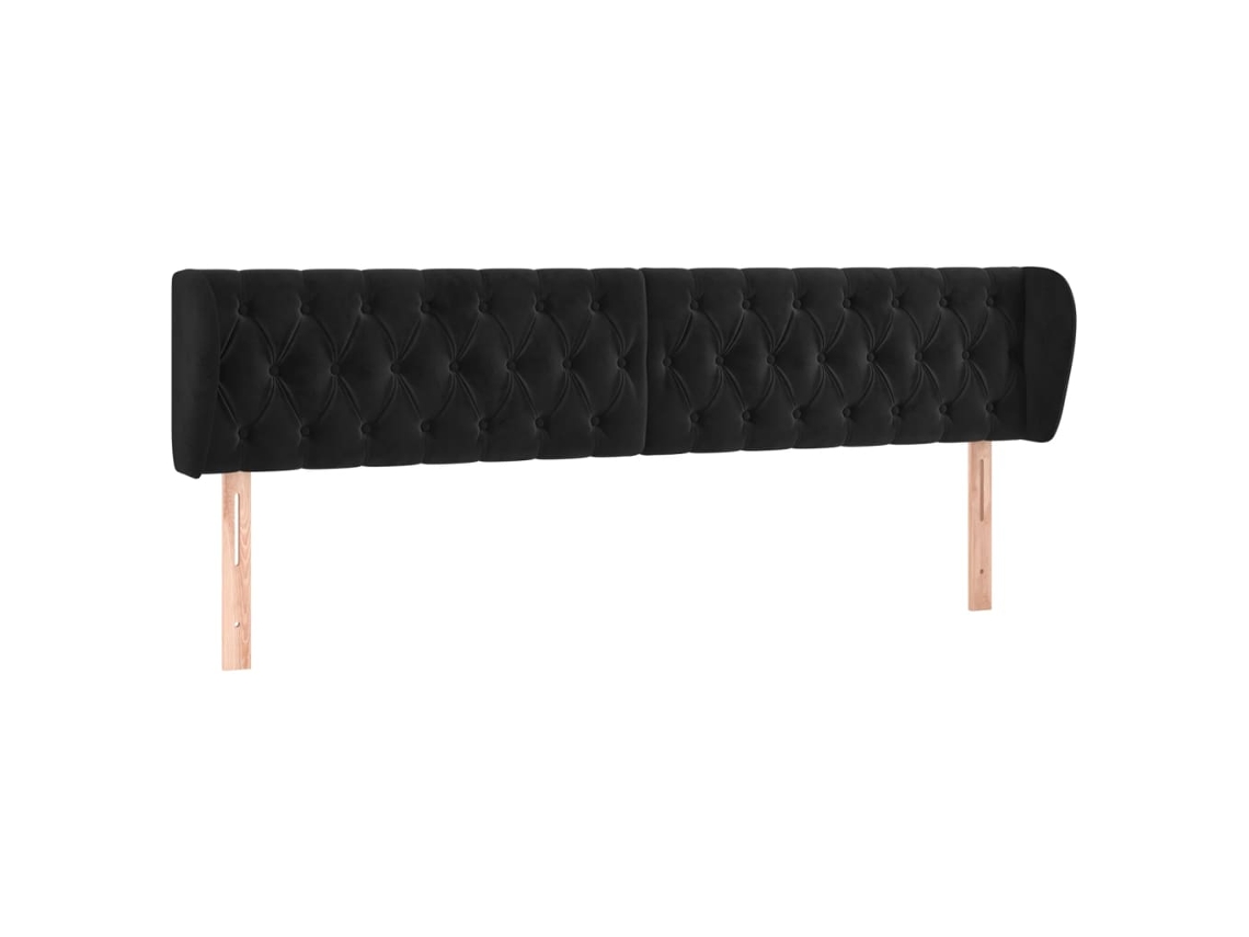 Cabeceira C/ Abas Veludo Preto MAISON EXCLUSIVE (183x23x78 cm)