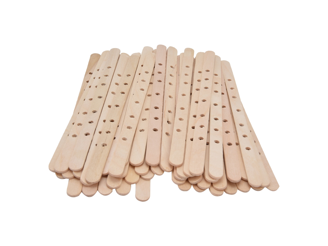 Baok-50 Peças De Portacepas De Madeira Reutilizáveis Para Fazer Velas 180x10mm 7 Buracos Ferramenta De Centragem