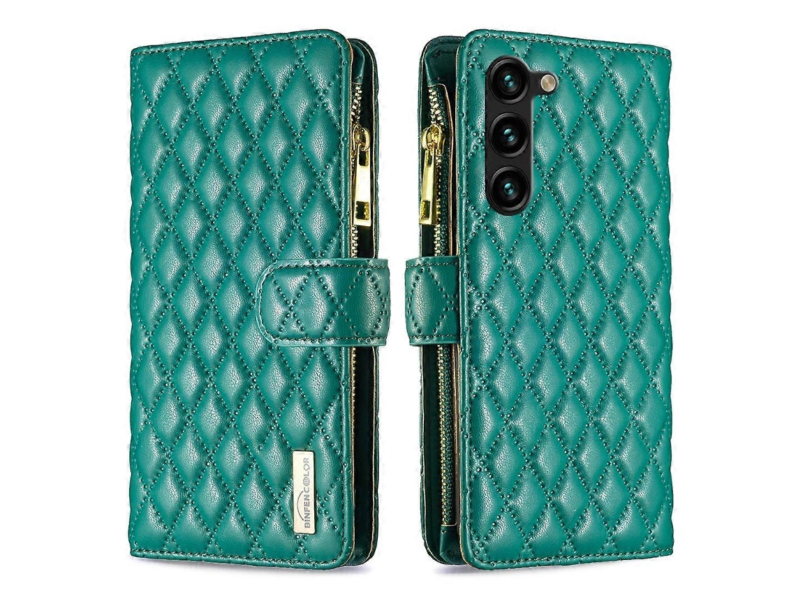 Capa De Couro Com Zíper E Estampa De Diamante Para Samsung Galaxy S23+ 5g