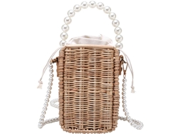 Bolsa De Ombro Feminina Trançada Com Miçangas, Bolsa De Mão Trançada Em Palha Natural