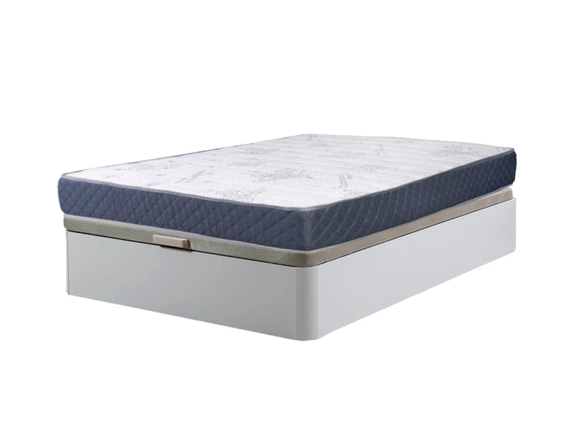 Sommier Branco Atenas 90X190Cm Colchão Viscoelástico de 23Cm SALDOSYSTOCKS