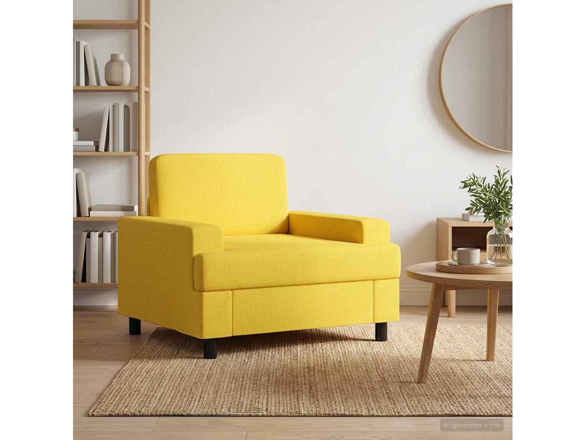 Vidaxl Poltrona Amarelo Claro Tecido