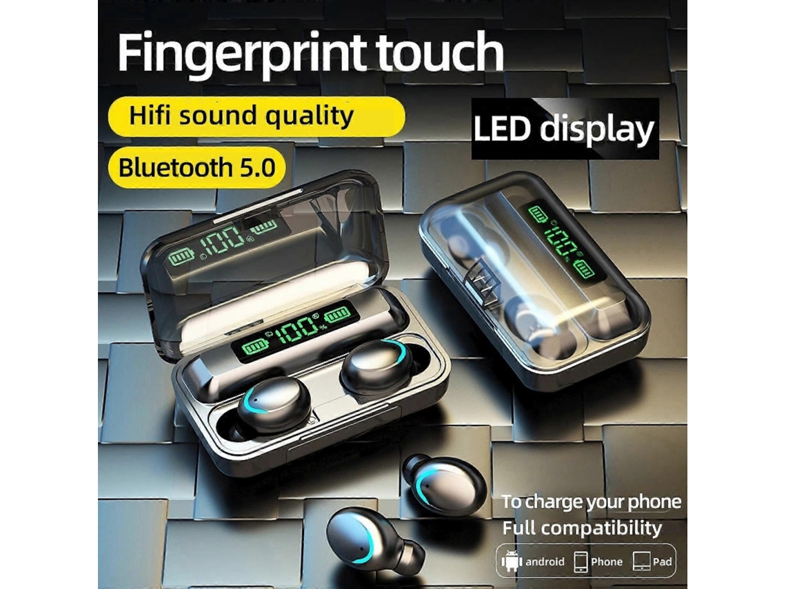 Fones De Ouvido Bluetooth Com Luz Led E Display Digital VONKELIOS