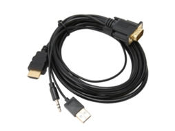 Adaptador Vga para Interface Multimídia com Conversor de Vídeo 1080p, Som e Alimentação, 1,8m