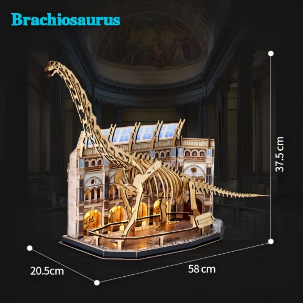 Quebra cabeça 3d de Madeira de Dinossauro para Museu de História Natural MDUG (braquiossauro)
