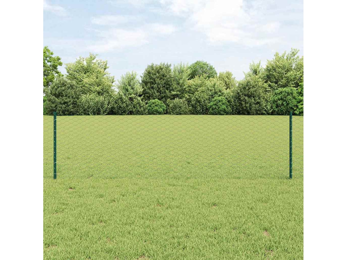 Vidaxl Cerca Hexagonal Com Poste 50 X 0,6 M Aço Revestido De Pvc Verde