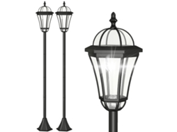 Kit 2 Lampiões Solares S/MARCA, com 2 LEDs, acendimento automático, preto