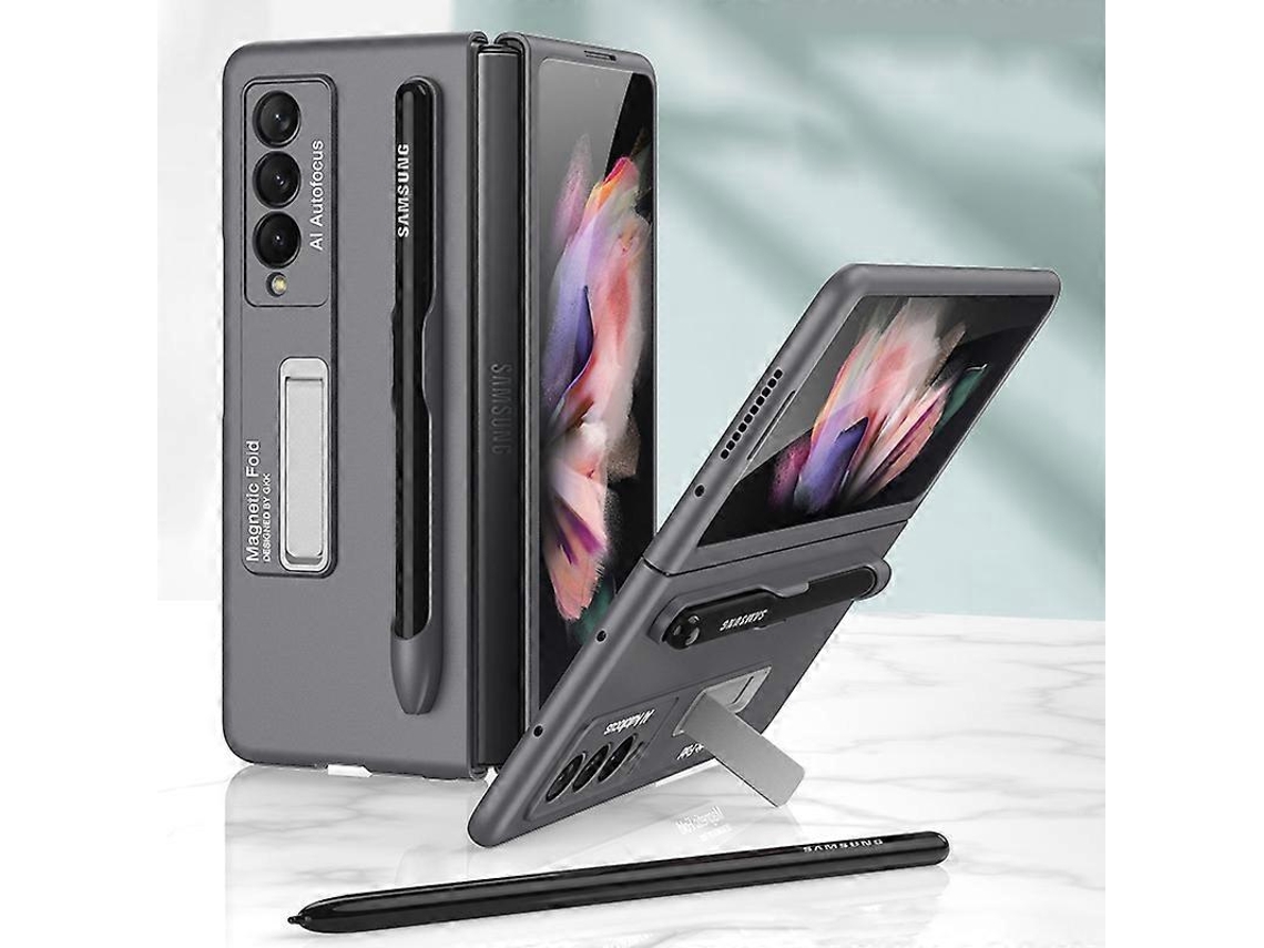 Capa Flip Ultrafina Para Samsung Galaxy Z Fold3 5g Gkk Com Suporte E Compartimento Para Caneta