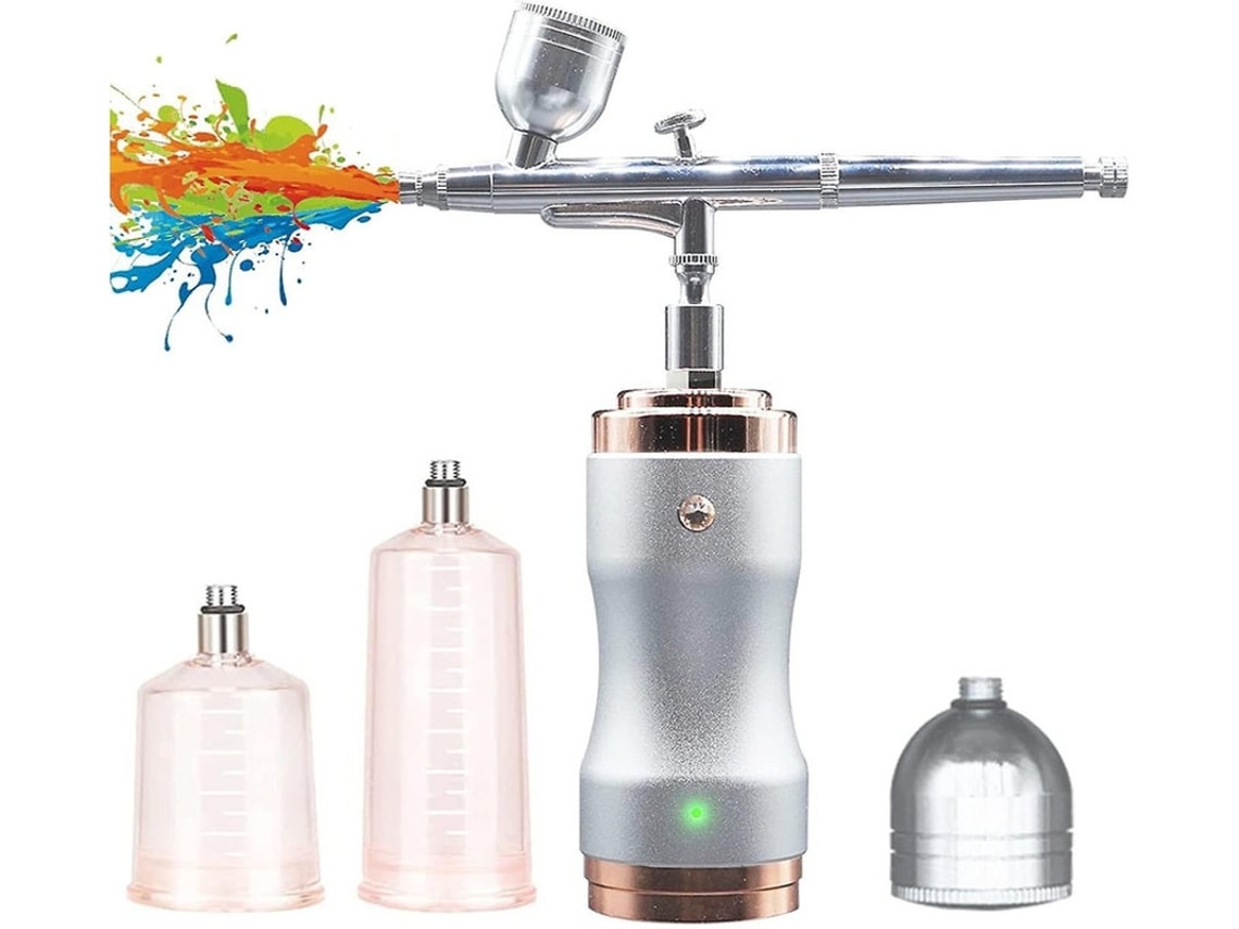 Kit De Aerógrafo Atualizado 3 Pressões De Ar Escovas De Ar Para Pintura Com Compressor De Dupla Ação Usb Connectprata Yizhood