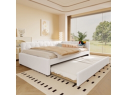 Daybed Branco 140x200cm, Sofá-cama, Base Ripas, Abajur, Retrátil, Usb-c, Polar.-op