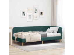 Vidaxl Estrutura De Cama De Canto Verde Escuro 90 X 190 Cm Tecido