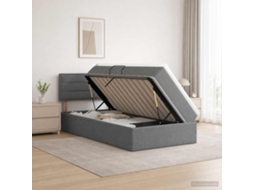 Vidaxl Cama Com Arrumação E Colchão Cinzento-escuro 90 X 200 Cm Veludo
