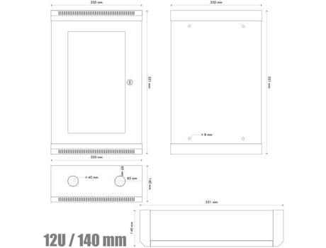 10 placas Datacom pretas de 12 u/140 mm