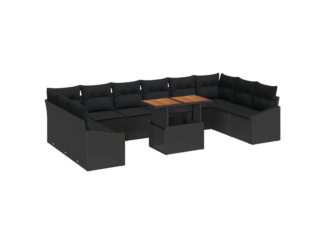 Conjunto 11 Conjunto De Sofá De Jardim Vidaxl Preto Vime Pe (100 X 55 X 73 Cm)
