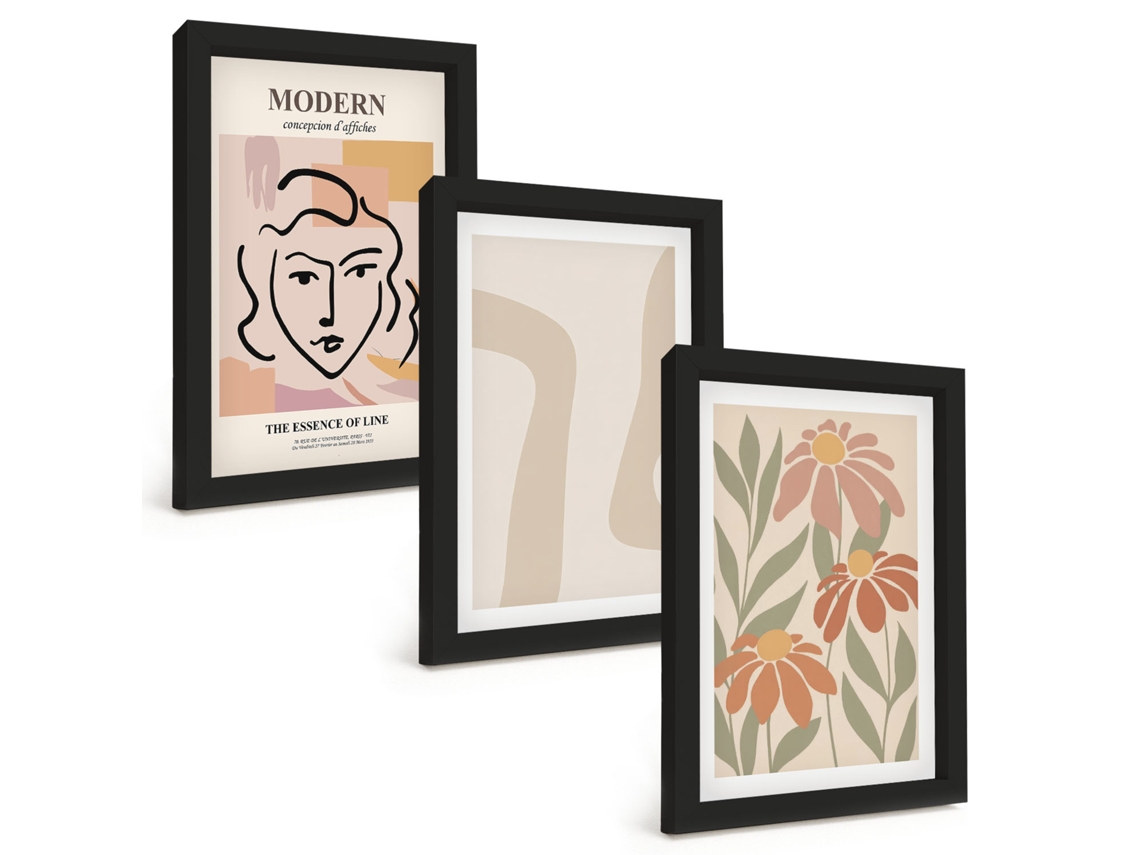 Composição De Quadros Mulheres Modernas E Abstratas Espelharte (3 Peças 20x30 Cm)
