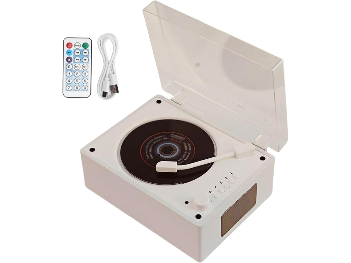 Leitor Cd Retrô Com Bluetooth, Reprodutor De Música Portátil Com Controle Remoto E Alto-falante