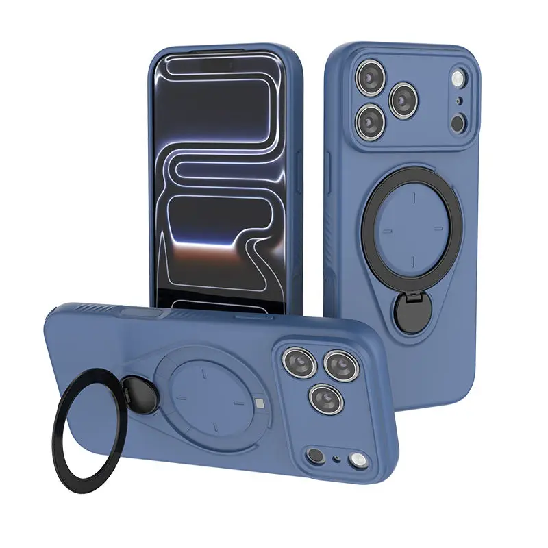 (azul, Iphone 17 Pro Max) Capa Magnética De Tpu Para Celular Com Suporte Giratório De 360°, Capa Protetora À Prova De Quedas.