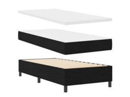 Conjunto 1 Cama Box Vidaxl Preto Tecido (80 X 200 Cm)