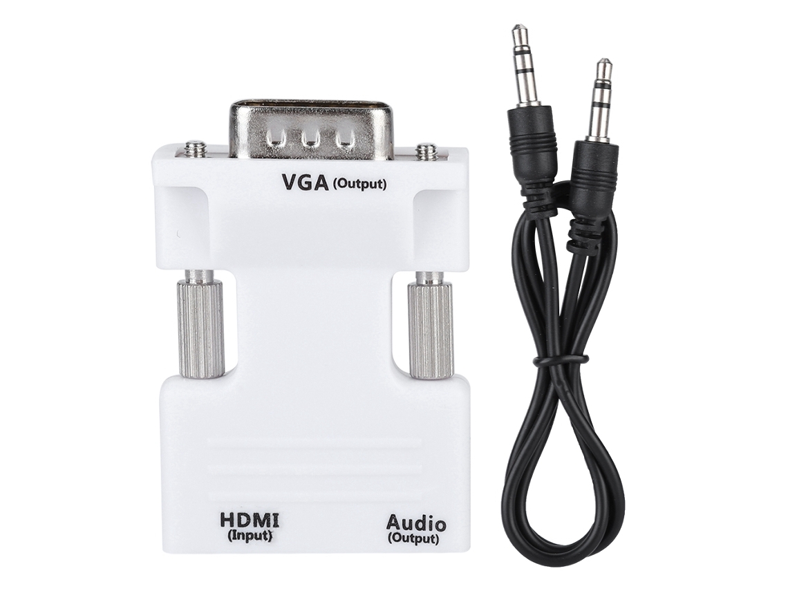 Conversor Adaptador Hdmi Para Vga Hd Audio Portátil 1080p Com Chip Digital Inteligente