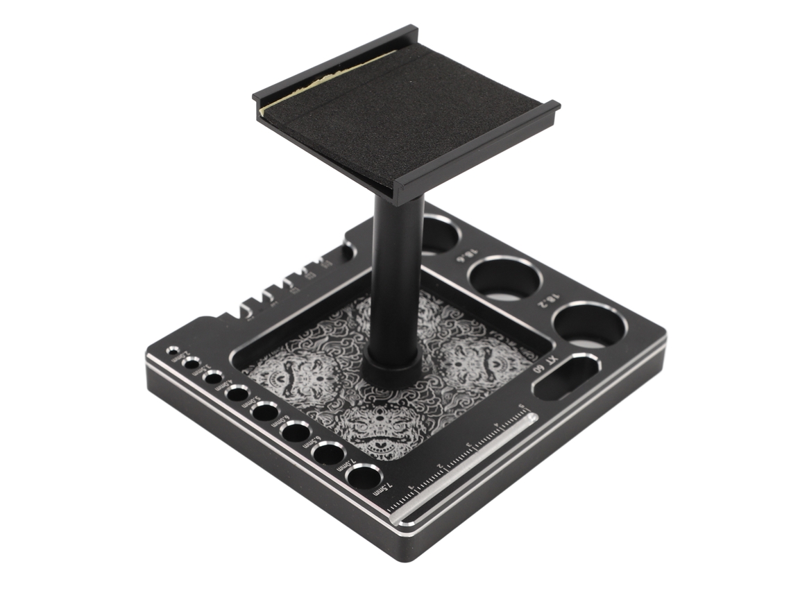 Suporte Para Carro Rc 1/18 1/24 Estação De Trabalho De Reparo Rotativa 360 Graus Alumínio Preto