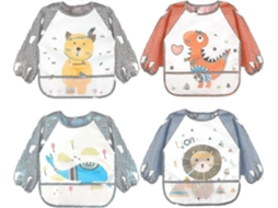 4 Pack Babadores De Manga Longa Para Bebê, Babadores De Manga Impermeável, Babadores De Bebê Para Crianças De 6-36 Meses