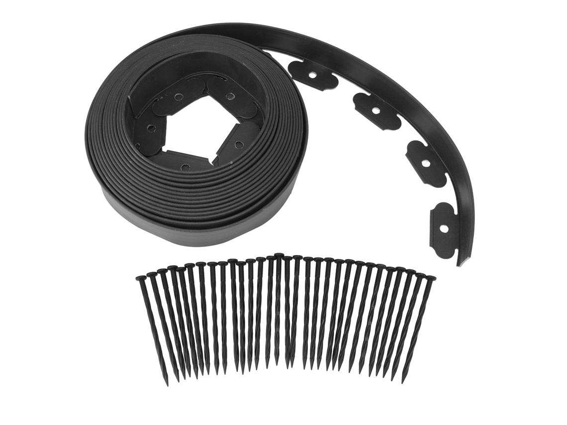 Kit de Contorno para Paisagismo Pe L Sem Escavação Fácil Instalação 5x5x1000cm Preto