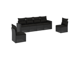 Maison Exclusive - 6 Pcs Conjunto Sofás De Jardim C/ Almofadões Vime Pe Preto