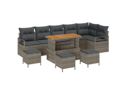 Conjunto 10 Conjunto De Sofá De Jardim Vidaxl Cinzento Vime Pe (110 X 55 X 71 Cm)
