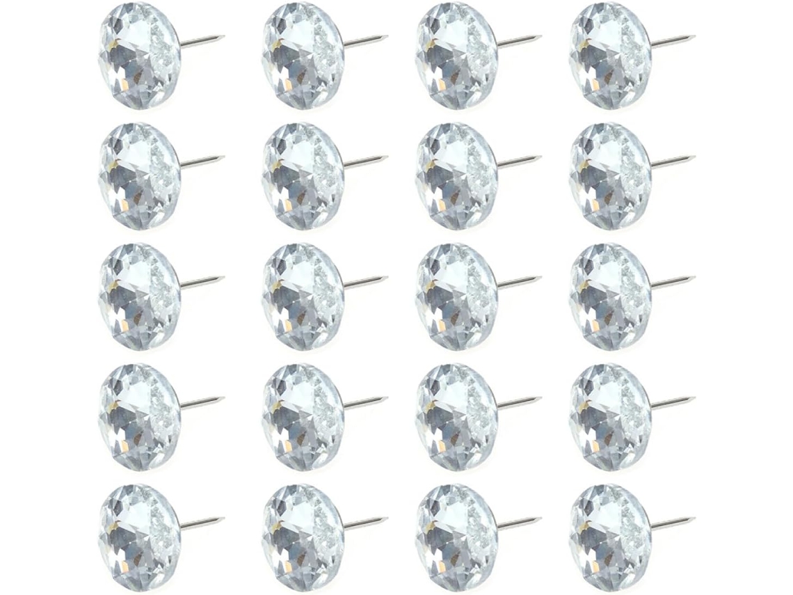 Conjunto De 100 Botões De Cristal Prateados Para Sofás E Cabeceiras Estofadas, Com Pregos De Ferro.