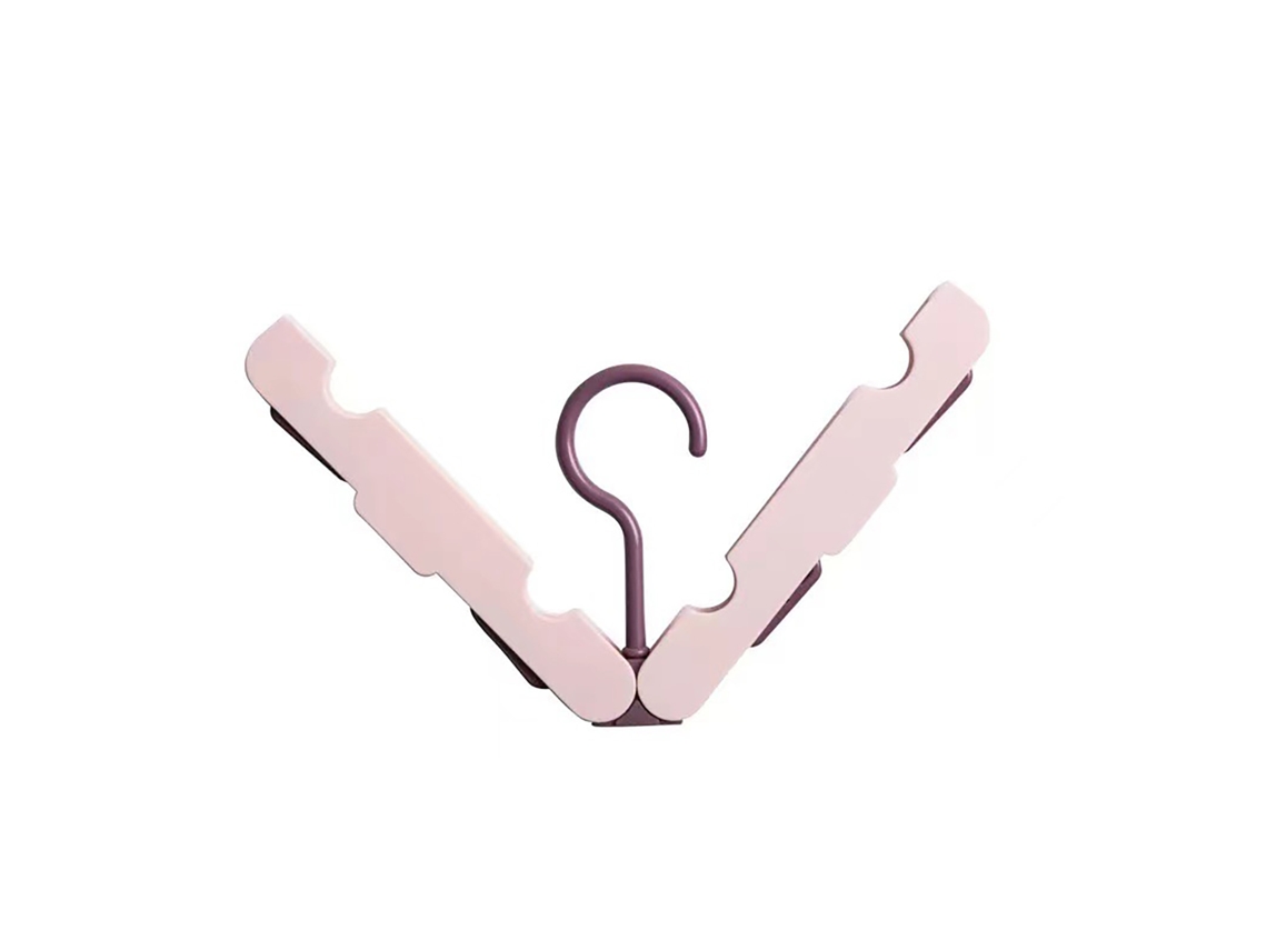 Cabide de viagem dobrável anti deslizante com clips multifuncional para casa e dormitório rosa | S/MARCA