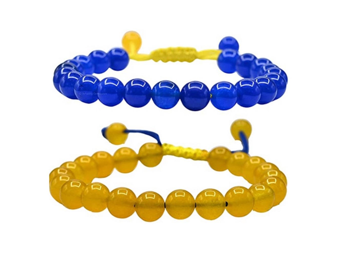 Pulseira Business com Pérolas de Cristal Natural Bandeira Ucraniana S/MARCA