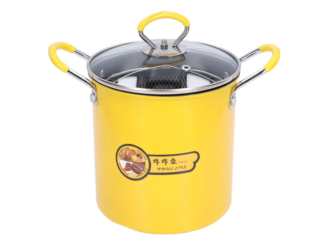 Friteira Profunda 3L S/MARCA, em Aço Inoxidável com Tampa e Rack de Filtro de Óleo