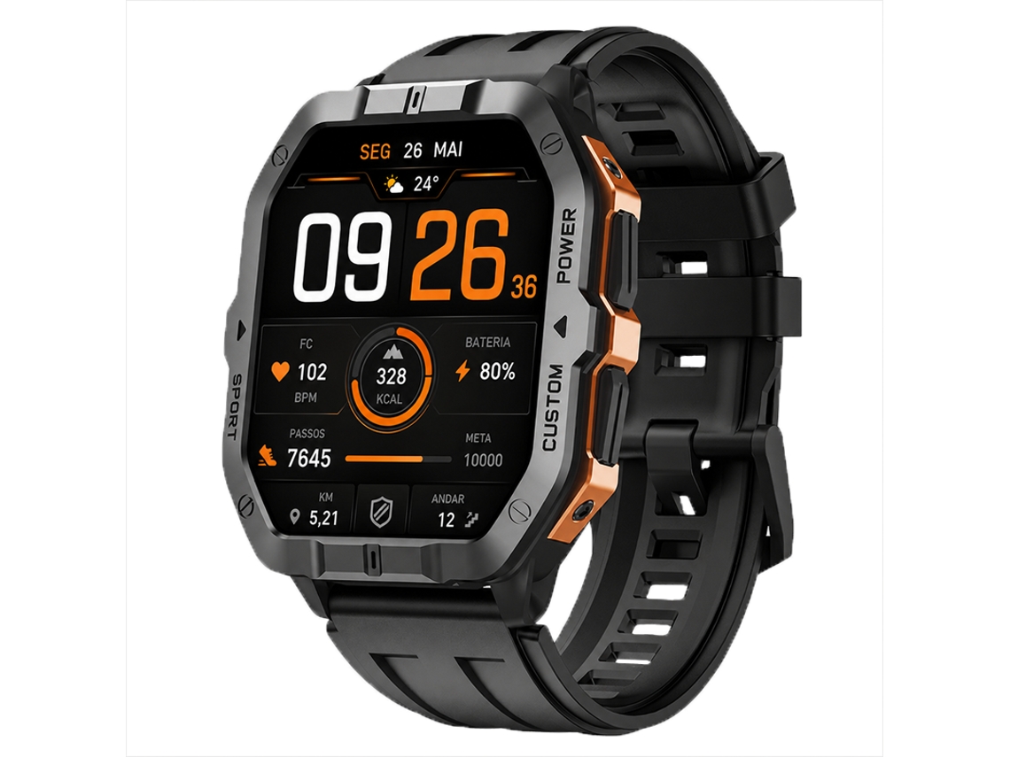 Smartwatch CHRONUS C32 Pro IKIKSO com GPS, Natação e Laranja IKIKSO