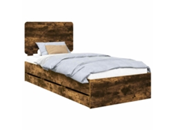 Estrutura de Cama com Gaveta MAISON EXCLUSIVE Carvalho Defumado 100 X 200 cm