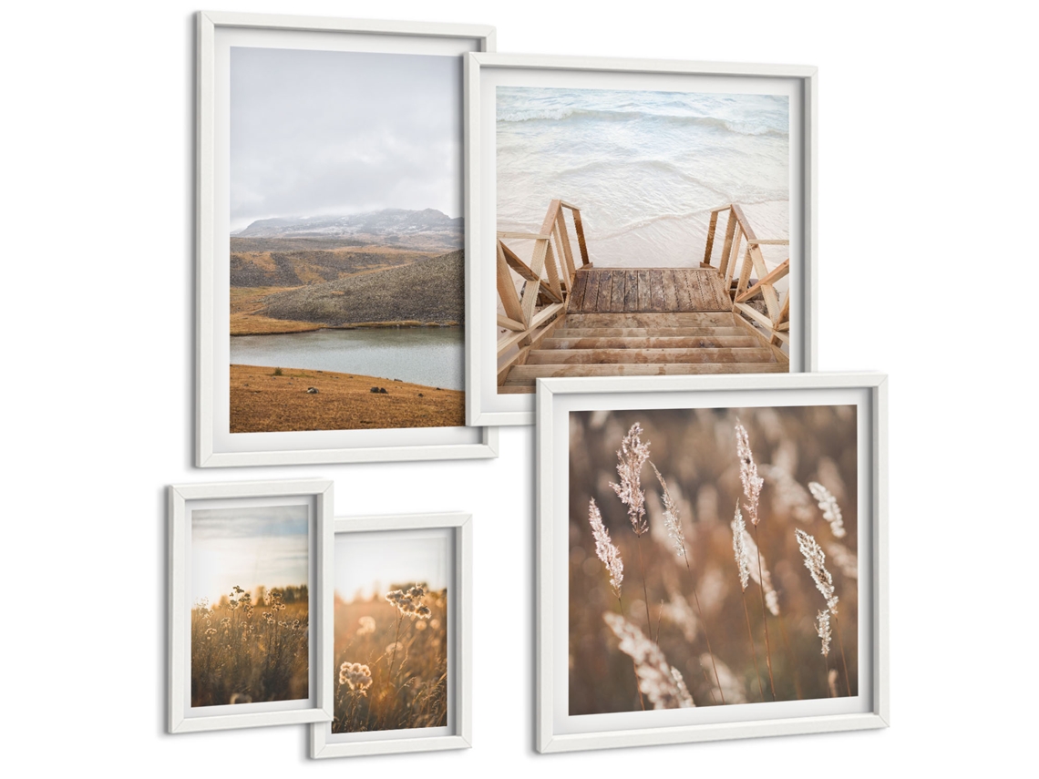 Conjunto De Pinturas Paisagens Naturais Campos Lagos Espelharte (5 Peças)