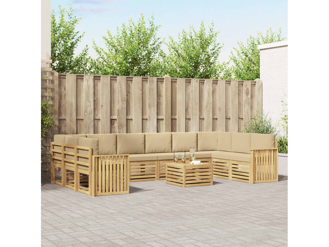 Vidaxl Conjunto De Sofás Para Exterior 11 Unid. Branco E Bege