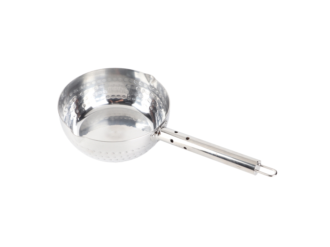 Panela de aço inox antiaderente para aquecer leite e manteiga com cabo de madeira 22cm S/MARCA