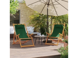 Cadeiras De Praia Dobráveis 2 Pcs Tecido Verde Dkd Home Decor