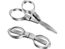 2 Tesouras Dobráveis Mini Aço Inox Portáteis, com Chaveiro ZYBLSSBB